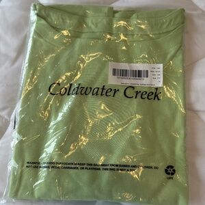 New Coldwater Creek Light Green Egyptian Cotton Boat Neck 3/4 Sleeve Top M